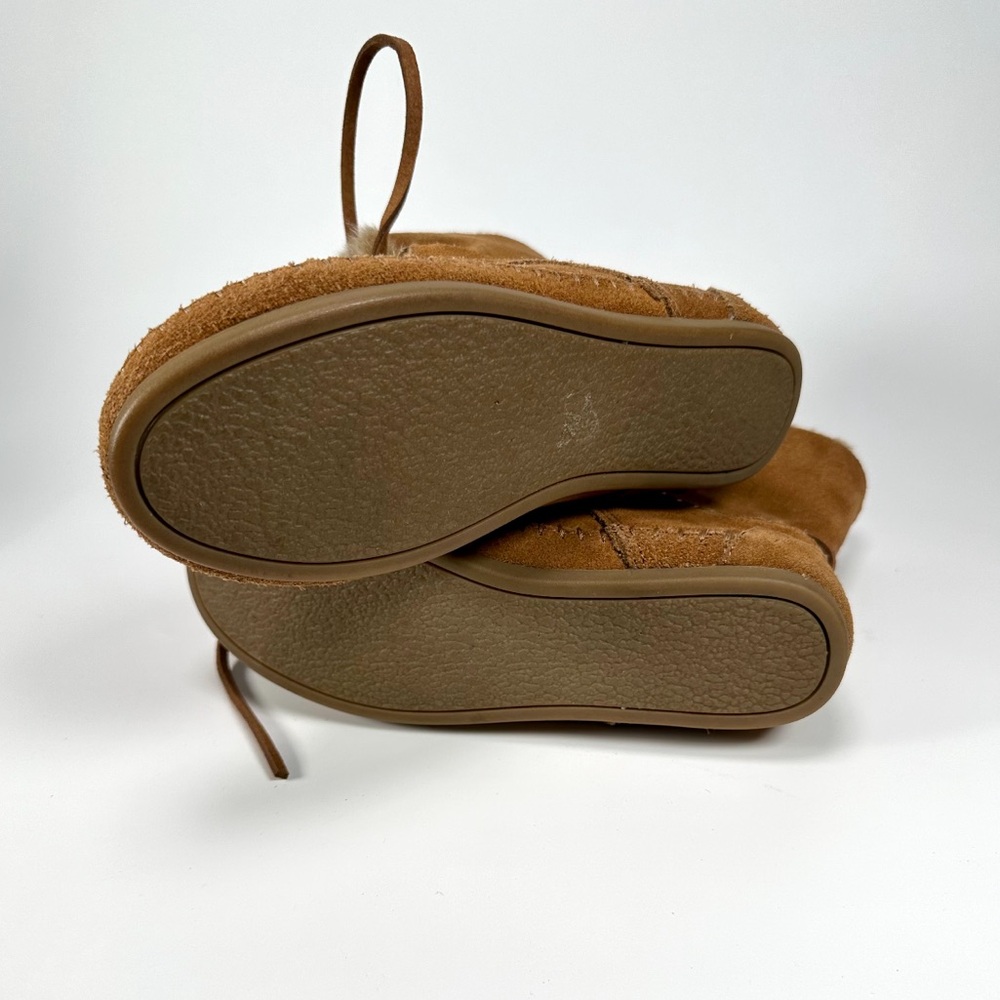 TOMS Zahara Suede Moc Faux Shearling Bootie Boots in Chestnut - Picture 9 of 16